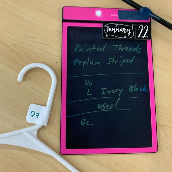 Painted Threads Peplum Striped Top Womens Size L Ivory Black Cap Sleeves Stretch - Picture 9 of 10